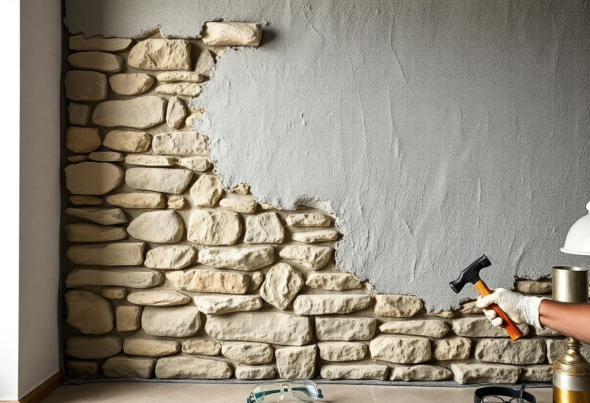 Brief SEO enlever enduit ciment sur mur en pierre
